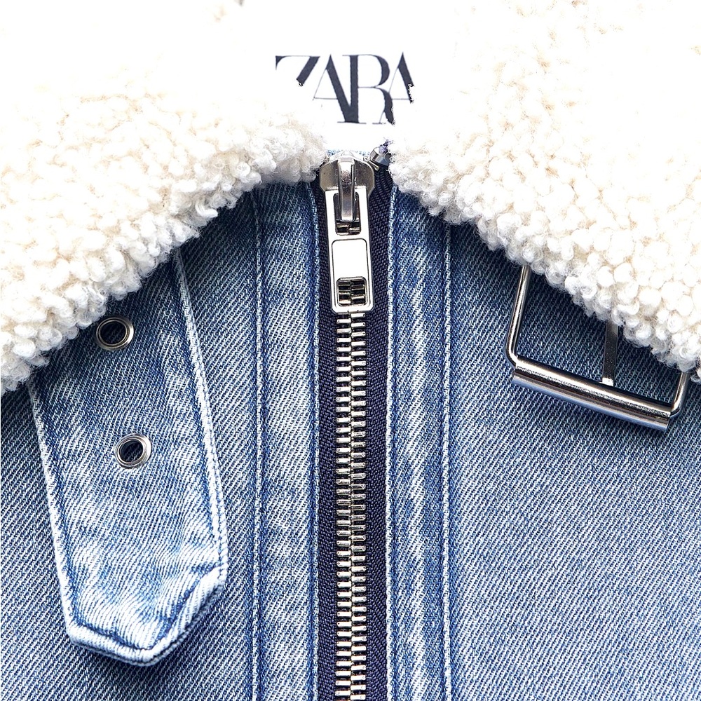 ZARA SHEARLING BIKER JACKET - Picture 6 of 8